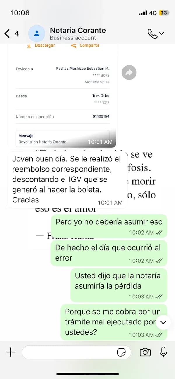 Reseña de Sebastian para NOTARIA CORANTE MORALES